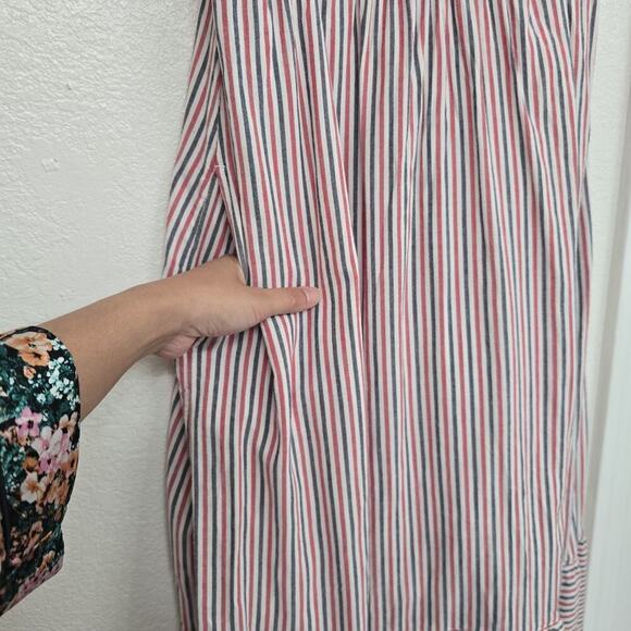 Old Navy Fit & Flare Striped Midi Dress S Short-Sleeve Tie-Back Pockets Sundress - Picture 4 of 12